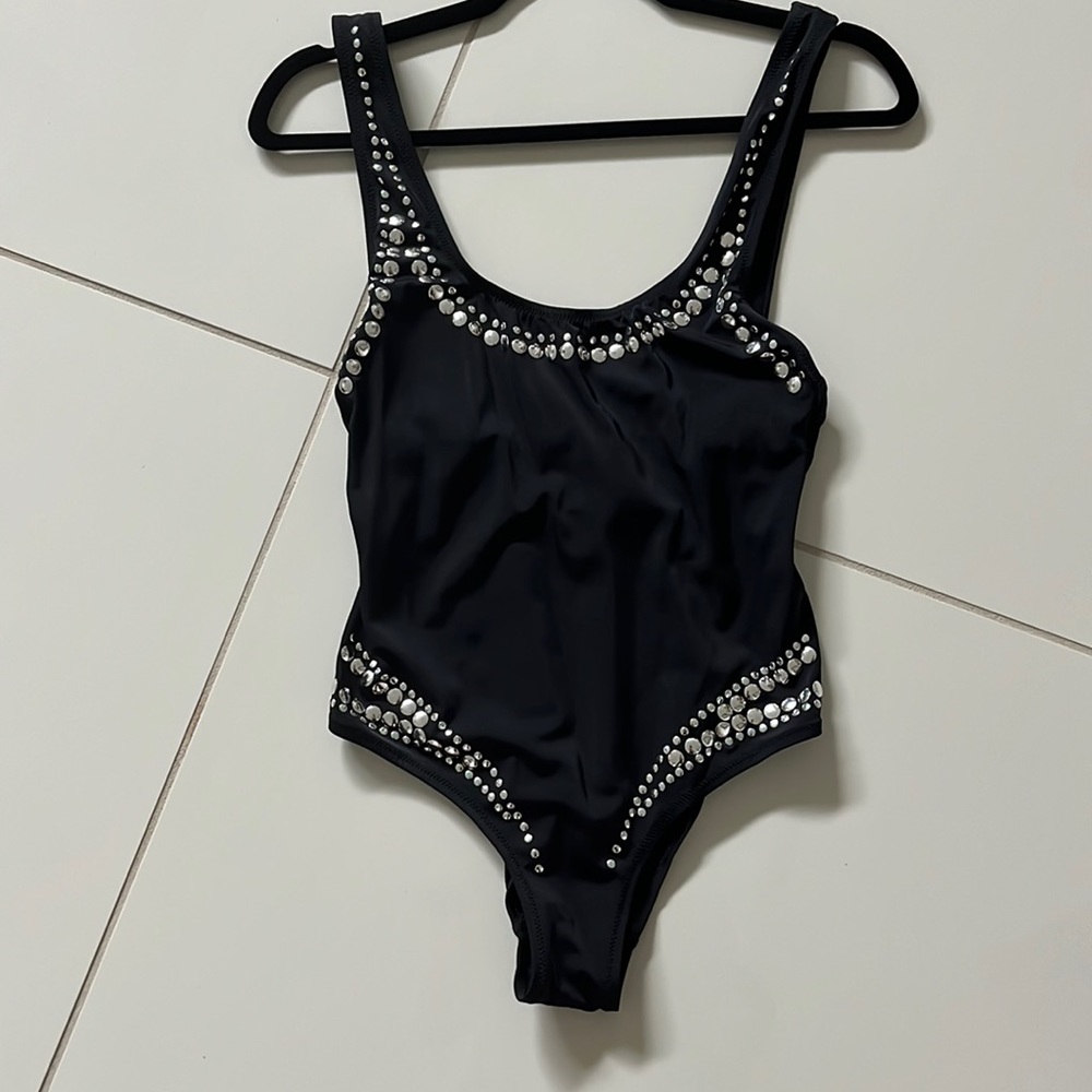 Black one piece bathing suit